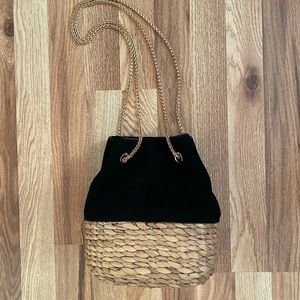 H&M Genuine Suede and Straw/Wicker Purse Crossbody